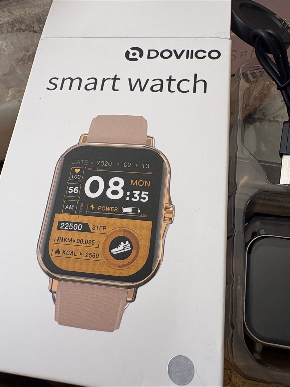 Doviico Pink Band Smart Watch Fitness Tracker Heart Rate Monitor Alarm New